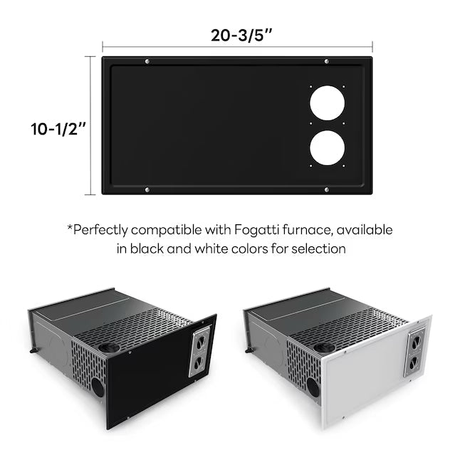Black Fogatti RF035A0N Furnace Door Panel - Size Dimensions with Black and White Color Options | United RV Parts