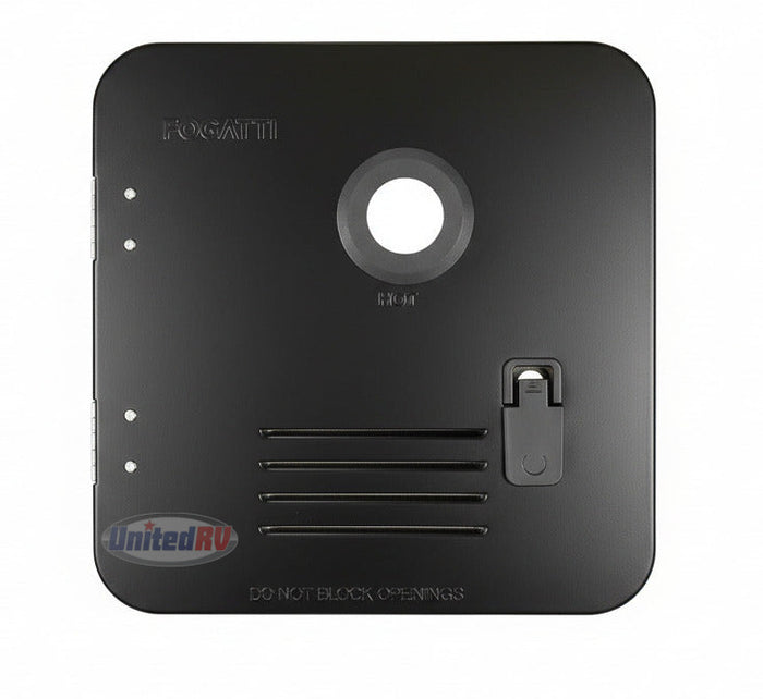 Black Fogatti FS09D1B 15x15 RV Water Heater Access Door - Straight Front View | United RV Parts