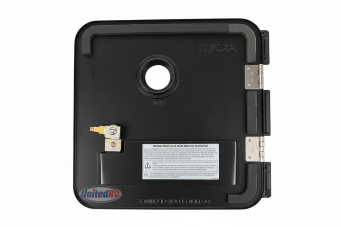 Fogatti FS09D1B RV Water Heater Access Door Frame - Front View Showing Hinges and Latch Channel | United RV Parts