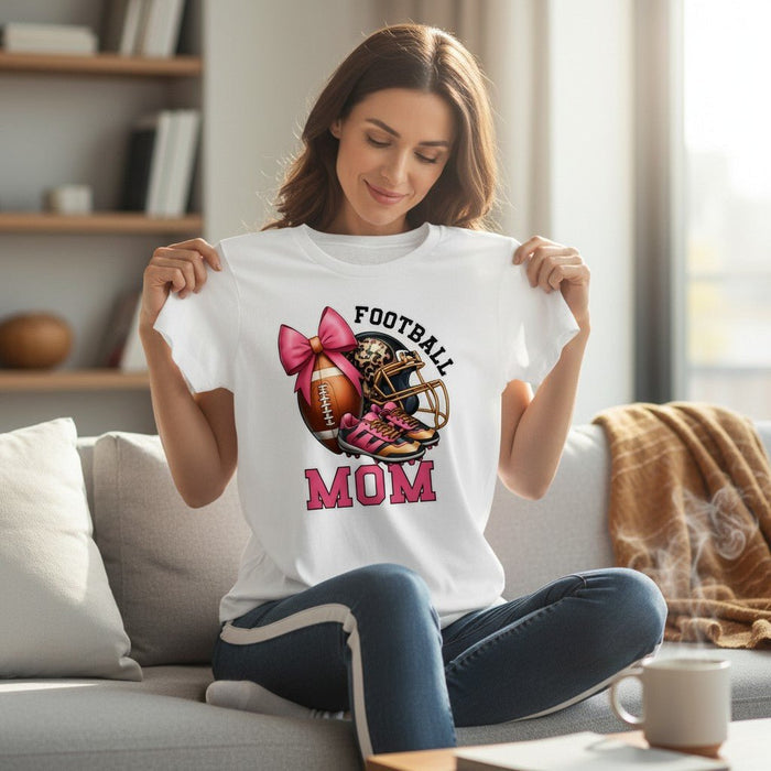 Football Mom Graphic T-Shirt 100% Cotton Premium Sports Fan Top