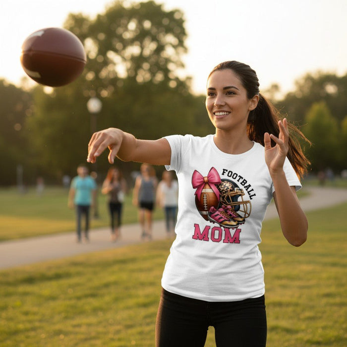 Football Mom Graphic T-Shirt 100% Cotton Premium Sports Fan Top