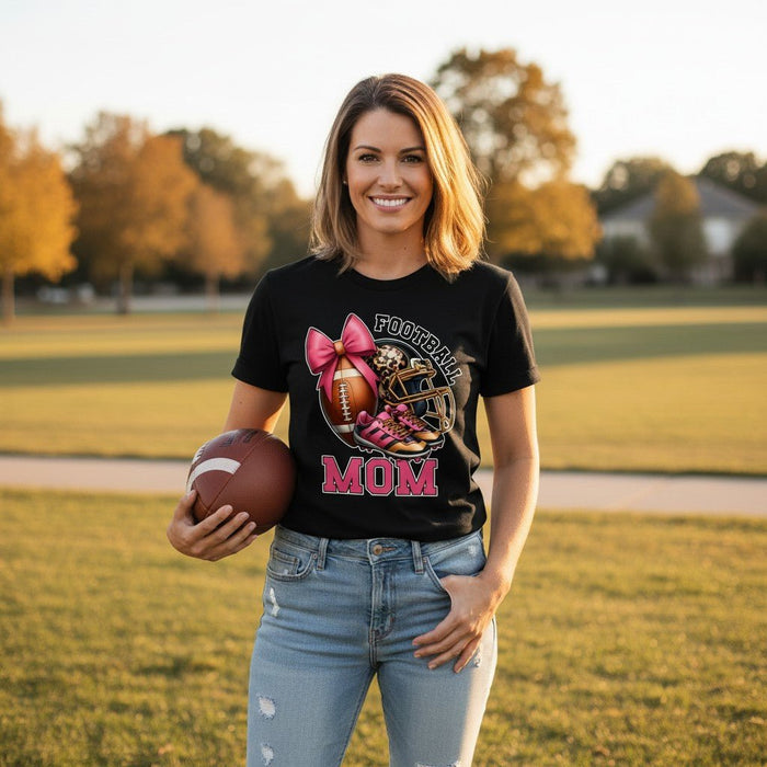Football Mom Graphic T-Shirt 100% Cotton Premium Sports Fan Top