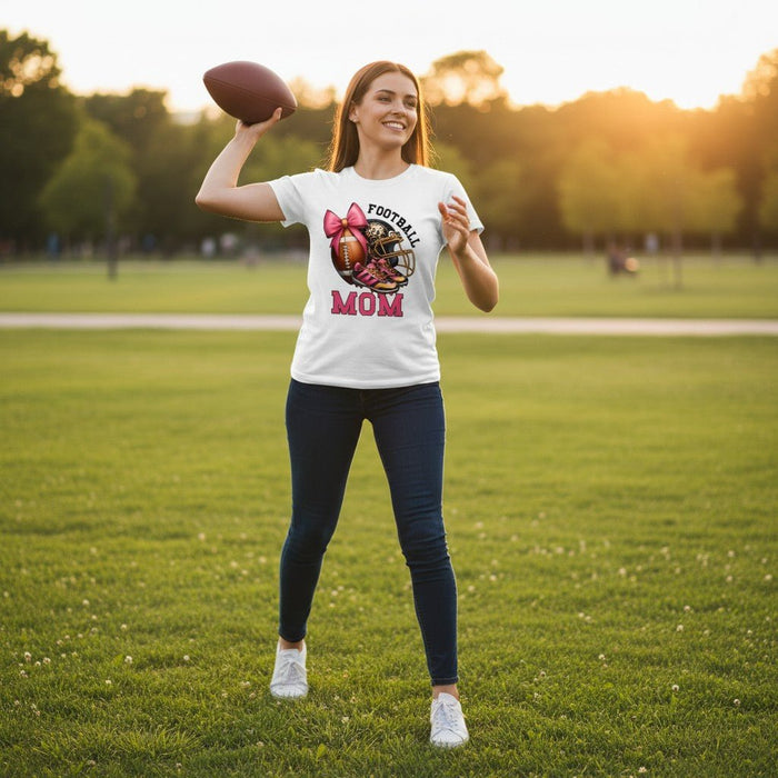 Football Mom Graphic T-Shirt 100% Cotton Premium Sports Fan Top