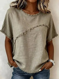 Frayed Hem Short Sleeve Top