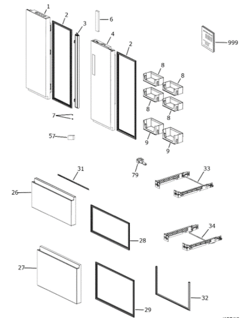 GE HRF15 Refrigerator Door Parts Diagram Showing Display Panel Location WR55X28540 | United RV Parts