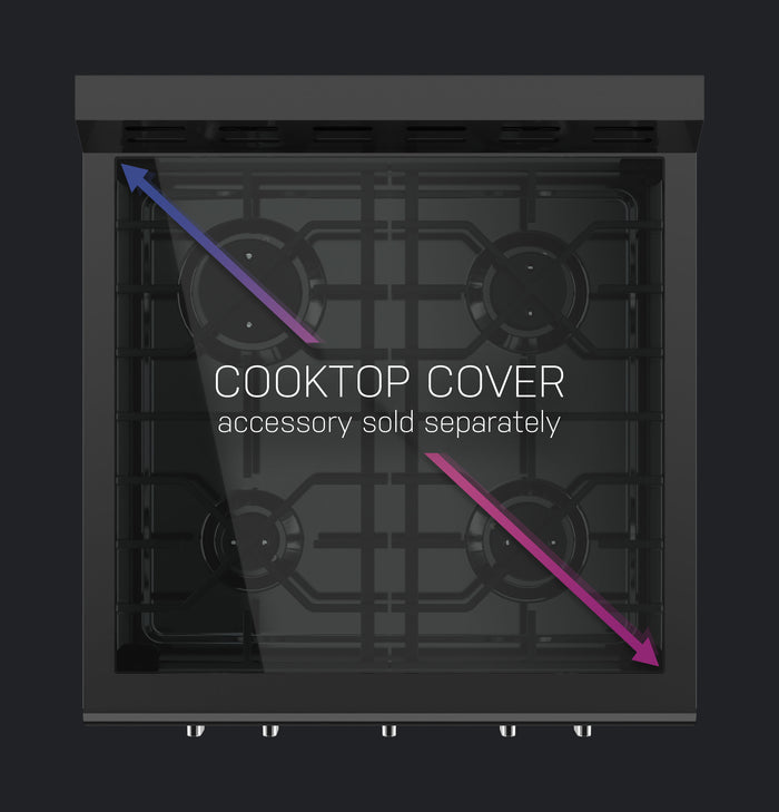 GE Profile JXCVR24T RV Cooktop Cover Shown Over 4-Burner Gas Cooktop - Top View | United RV Parts