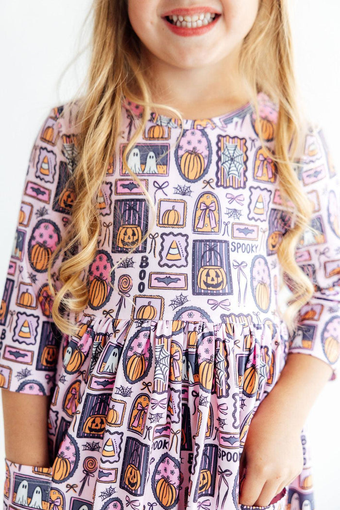 Ghouls Just Want to Have Fun 3/4 Sleeve Pocket Twirl Dress-Mila & Rose ®
