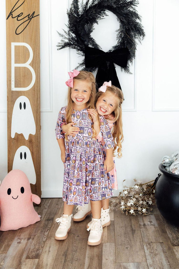 Ghouls Just Want to Have Fun 3/4 Sleeve Pocket Twirl Dress-Mila & Rose ®