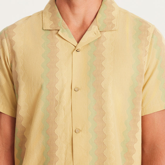 Back view of Roark Gonzo Woven Shirt, showcasing the unique zigzag pattern for a standout look.
