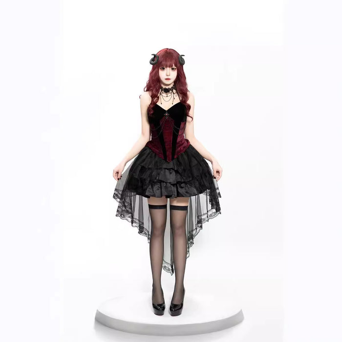 Halloween Adult Duchess Vampire Dark Gothic Witch Stage Cosplay Cos Costume