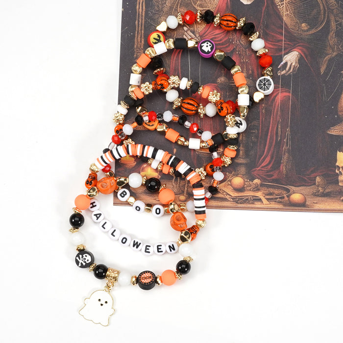 Halloween Bracelet Boo Halloween Beaded Elastic Halloween Bracelet 6 Piece