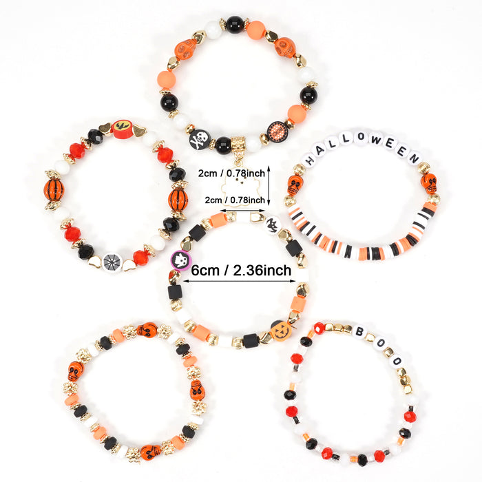 Halloween Bracelet Boo Halloween Beaded Elastic Halloween Bracelet 6 Piece