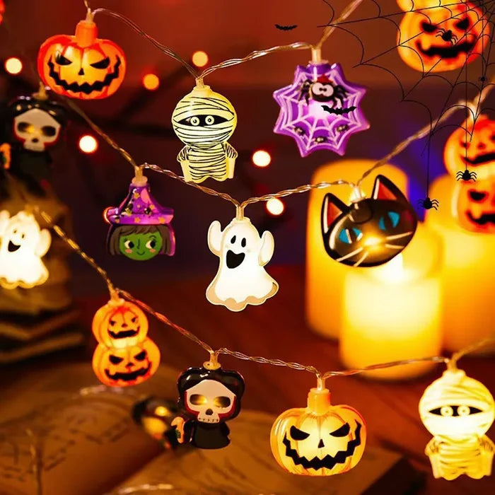 Halloween Decoration LED String Lights, Pumpkin Ghost Spider Web Hanging Lamp