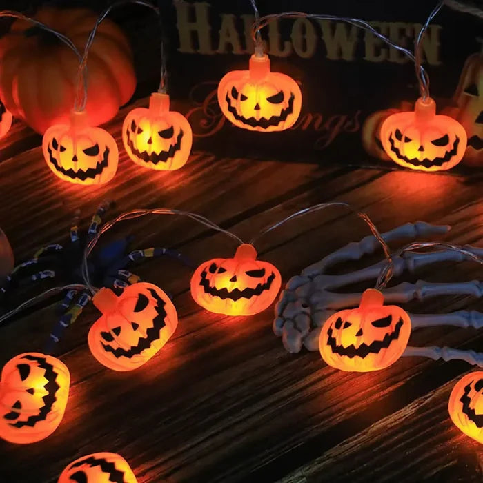 Halloween Decoration LED String Lights, Pumpkin Ghost Spider Web Hanging Lamp