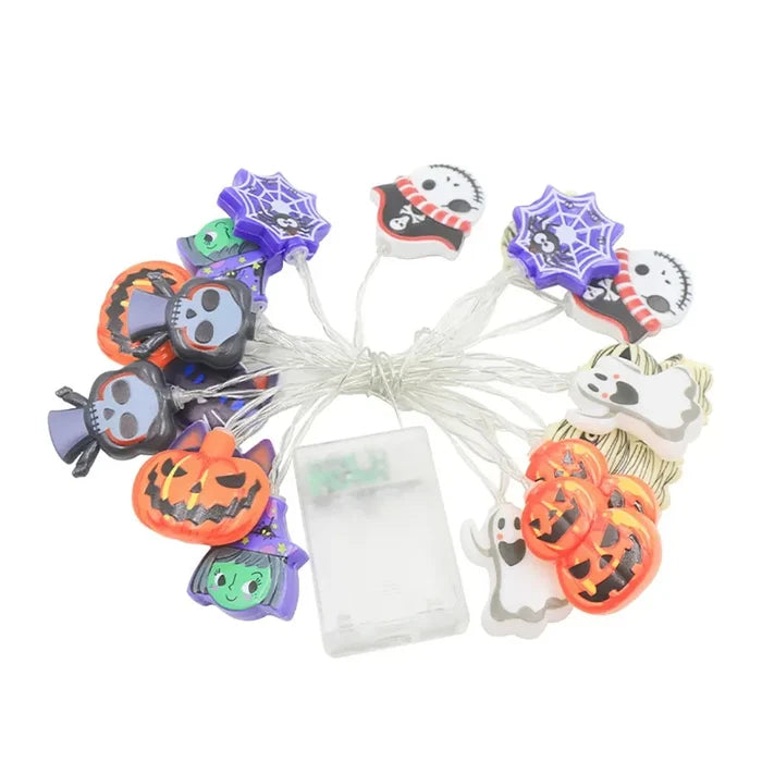 Halloween Decoration LED String Lights, Pumpkin Ghost Spider Web Hanging Lamp