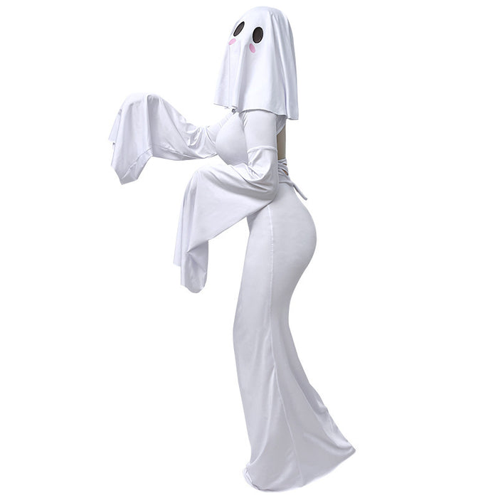 Halloween New Ghost Mother Cos Dress Lady Apricot Same Style Sexy Backless dress