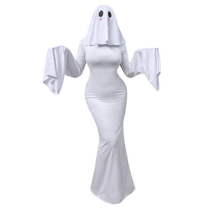 Halloween New Ghost Mother Cos Dress Lady Apricot Same Style Sexy Backless dress