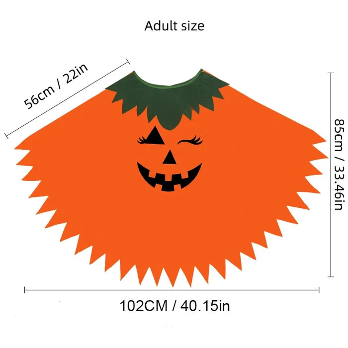 Halloween Party Adult Pumpkin Unisex Costume Cloak Pumpkin Shawl Pumpkin Hat Headband Set