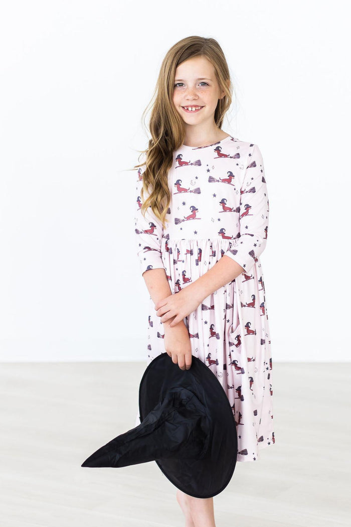 Happy Howl-oween 3/4 Sleeve Pocket Twirl Dress-Mila & Rose ®
