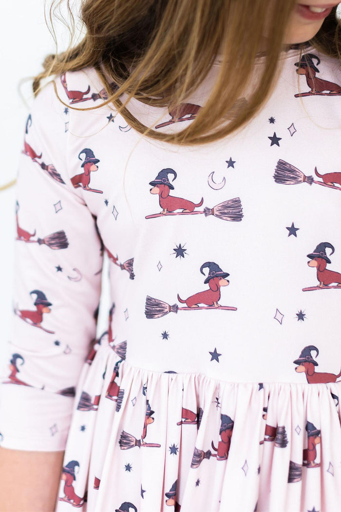 Happy Howl-oween 3/4 Sleeve Pocket Twirl Dress-Mila & Rose ®