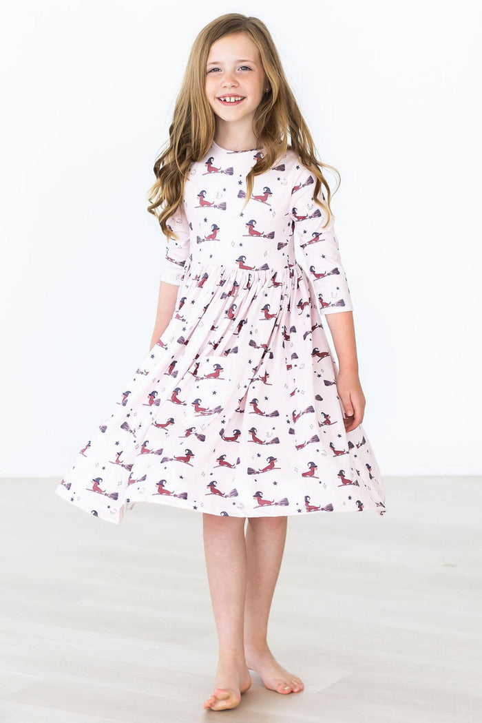 Happy Howl-oween 3/4 Sleeve Pocket Twirl Dress-Mila & Rose ®