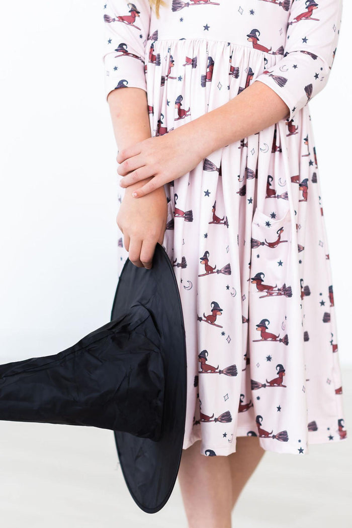 Happy Howl-oween 3/4 Sleeve Pocket Twirl Dress-Mila & Rose ®