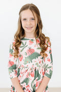 (L) Hear Me Roar 3/4 Sleeve Pocket Twirl Dress-Mila & Rose ®
