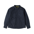 Hebrides 10k jacket in deep navy with dual chest pockets and button front closure, flat lay view