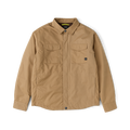 Khaki Hebrides 10k jacket with dual chest pockets and button front closure, displayed flat on white background