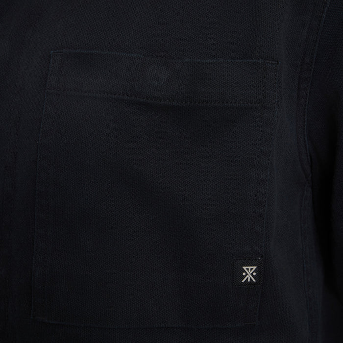 Black Hebrides 2.0 unlined jacket with textured fabric and small embroidered logo detail on front pocket area