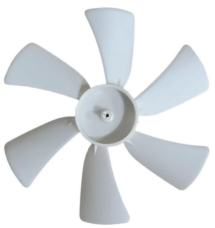 White Hengs RV Vent Fan Blade - Angled View D-Shaped Hub | United RV Parts