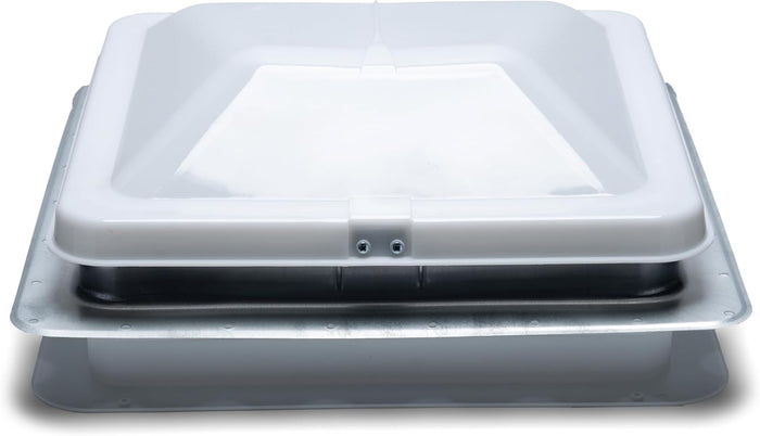 White Hengs RV Roof Vent 14x14 with Black Weather Strip - Side Profile | United RV Parts