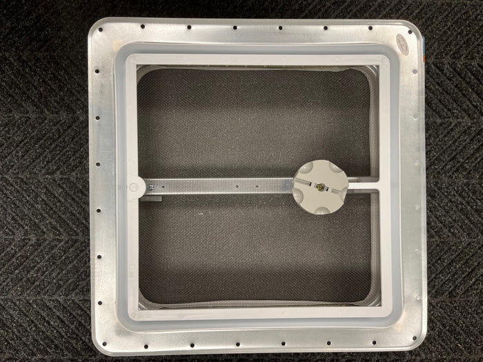 White Metal 14x14 RV Roof Vent - Interior View with Screen | United RV Parts