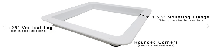 Hengs 90090B RV Vent Trim Ring - Dimension Diagram 1-1/8" Vertical Leg | United RV Parts