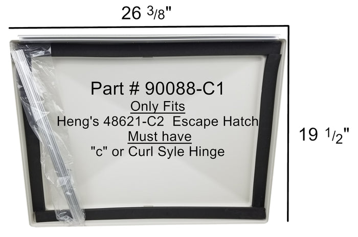 Hengs 90088-C1 Escape Hatch Lid Dimensions 26-3/8 x 19-1/2 Fits 48621-C2 - Spec Diagram | United RV Parts