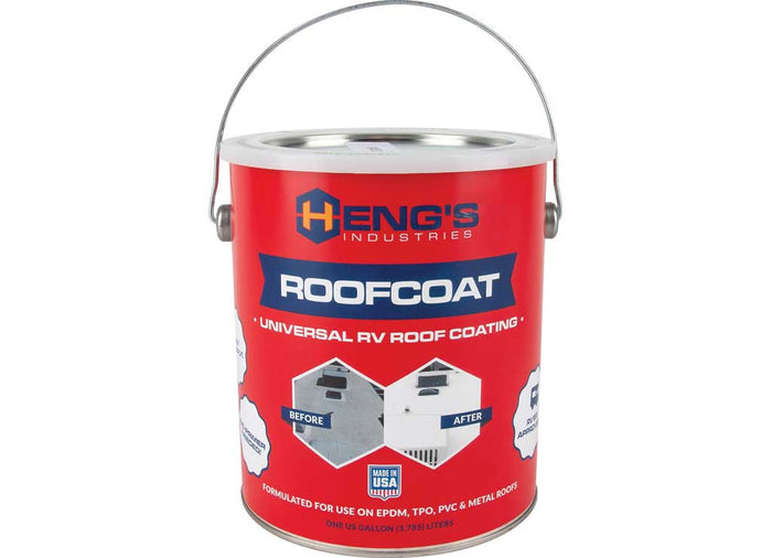Hengs RoofCoat 42128-4 Universal RV Roof Coating 1-Gallon Can - Angled View | United RV Parts