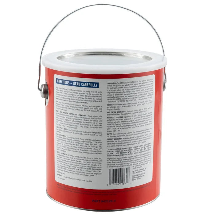 Hengs RoofCoat 42128-4 Acrylic RV Roof Coating - Back Label with Directions | United RV Parts