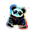 Holographic Panda Sticker — Cool Sunglasses Die-Cut Decal