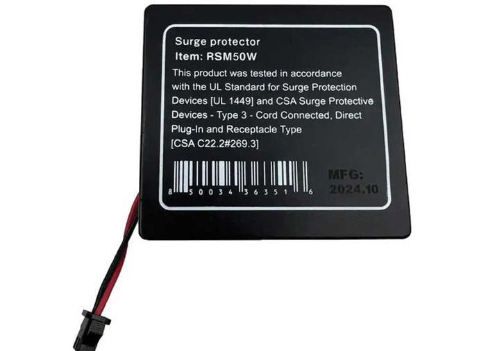 Hughes RSM50W Surge Module UL Certification Label - Back Detail | United RV Parts