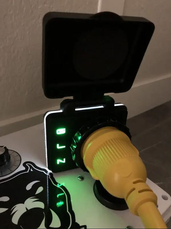Hughes SafeView SV30API RV Power Inlet Installed - All Green LED Indicators Showing Good Power Connection | United RV Parts