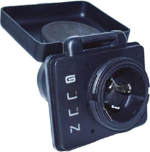 Black 50 Amp RV Power Inlet Front View - SafeView LED Indicators | United RV Parts
