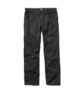 Black HWY 128 five-pocket broken twill denim jeans displayed flat lay against white background