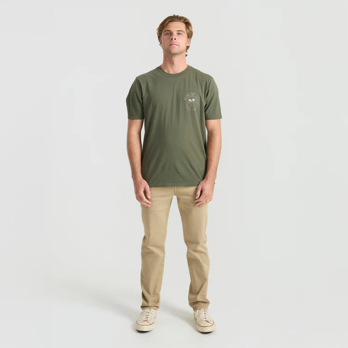 Adventure-ready outfit featuring active shirt and khaki pants with visible pockets, ideal for outdoor exploration and travel.