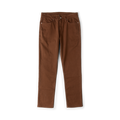 HWY 128 five-pocket rust brown broken twill denim jeans displayed flat against white background