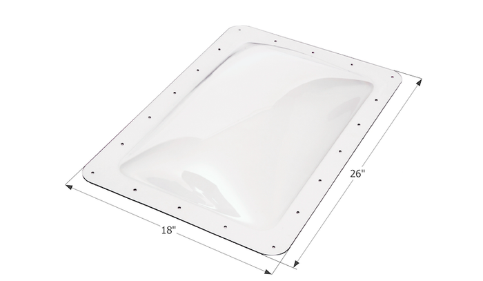 Icon RV Skylight 14x22 Clear Bubble SL1422C with 18x26 Dimensions - Measurement Diagram | United RV Parts