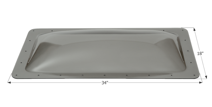 Icon 12117 Smoke Skylight - Dimensional View with Measurements | United RV Parts