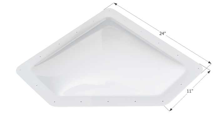 White Neo-Angle RV Skylight NSL208W with 24x11 Dimensions - Measurement Diagram | United RV Parts