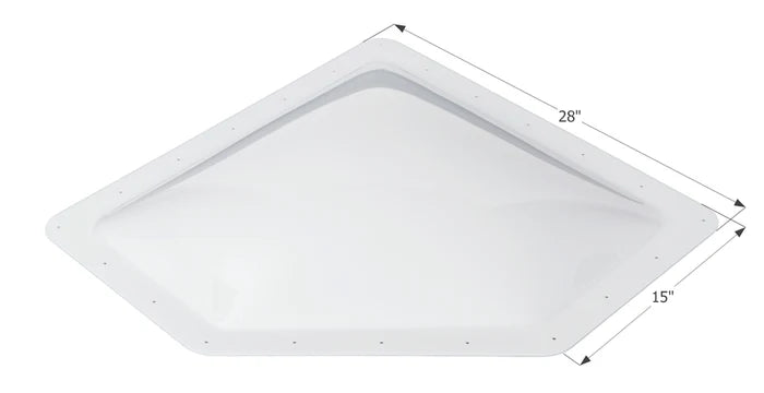 White Neo-Angle RV Skylight NSL2412W with 28x15 Inch Dimensions Diagram | United RV Parts