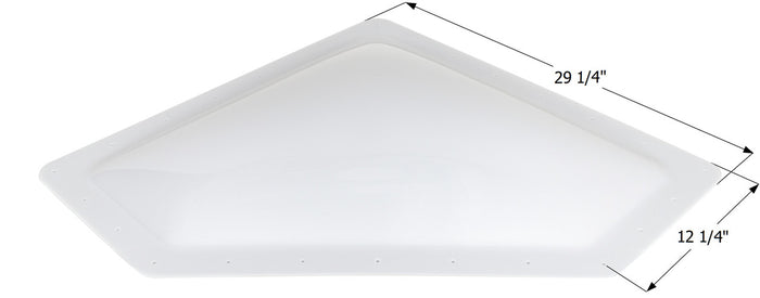 White Neo-Angle RV Skylight NSL2510W with 29.25x12.25 In Dimensions - Measurement View | United RV Parts