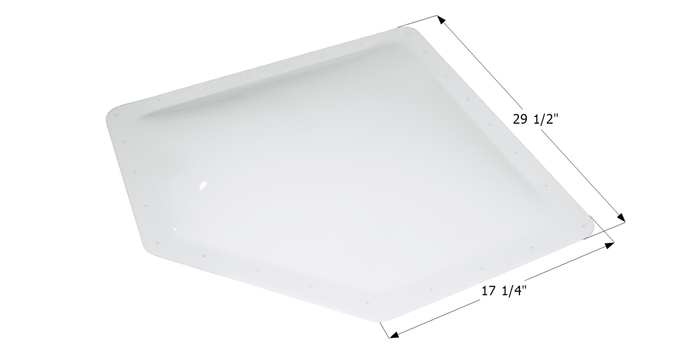 White Icon NSL2615W RV Skylight Dome 26x15 with Dimensions 29.5 x 17.25 in - Angled View | United RV Parts